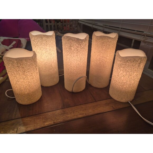 Set Of 5 Flameless Candles plug in With Frosted Textured Finish - Picture 1 of 1